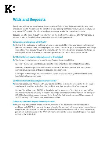 Wills and Bequests - Knowledge Network