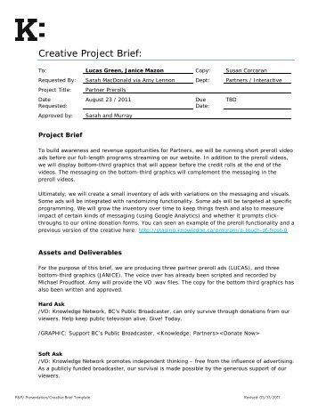 Creative Project Brief: - Knowledge Network