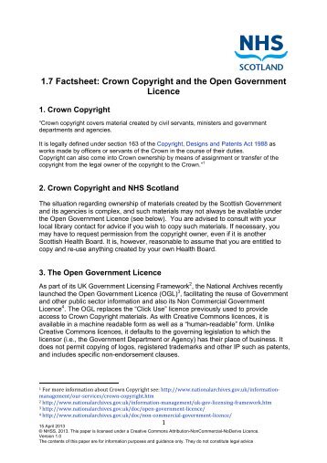 1.7 Factsheet- Crown Copyright and the Open Government Licence