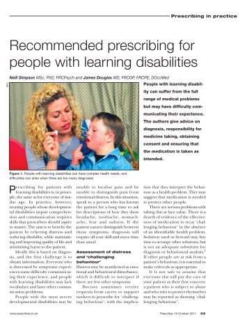 Article on prescribing in Learning Disability - The Knowledge Network