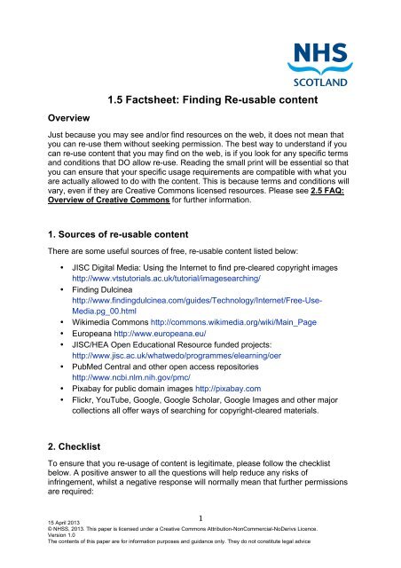 1.5 Factsheet- Finding Re-usable content