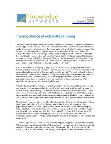 The Importance of Probability Sampling - Knowledge Networks