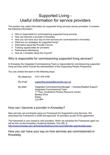 Supported Living - Knowsley Council