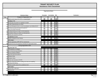 FK Form 5119: Tenant Security Plan Assistance Visit