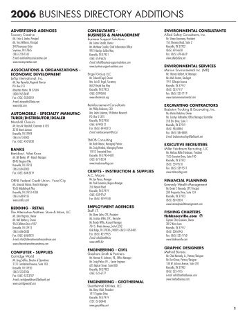 2006 business directory additions - Knoxville Chamber of Commerce