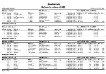 HollÃ¦nderseilasen 2009 Resultatliste - KNS