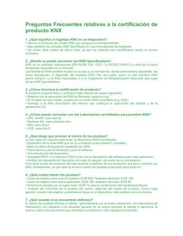 Preguntas Frecuentes relativas a la certificacin de producto KNX