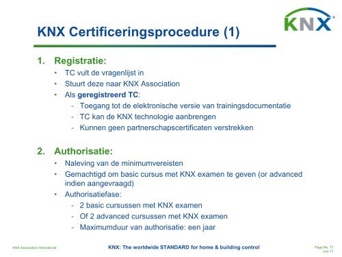 Voordelen voor het trainingscentrum - KNX