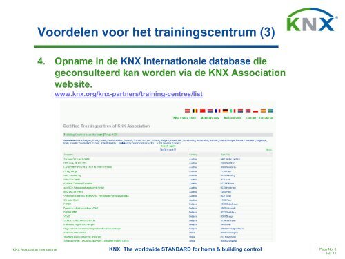 Voordelen voor het trainingscentrum - KNX