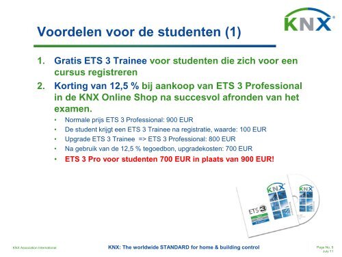 Voordelen voor het trainingscentrum - KNX