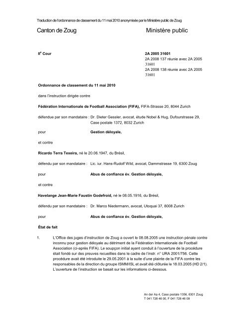 Ordonnance de classement - FIFA.com