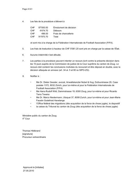 Ordonnance de classement - FIFA.com