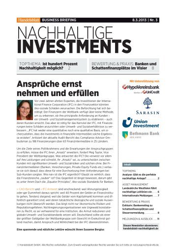 Business Briefing Nachhaltige Investments vom MÃ¤rz ... - Handelsblatt