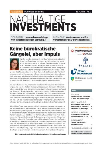 Business Briefing Nachhaltige Investments vom Juli ... - Handelsblatt