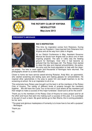 Newsletter for May/June 2013 - Rotary Club of Knysna