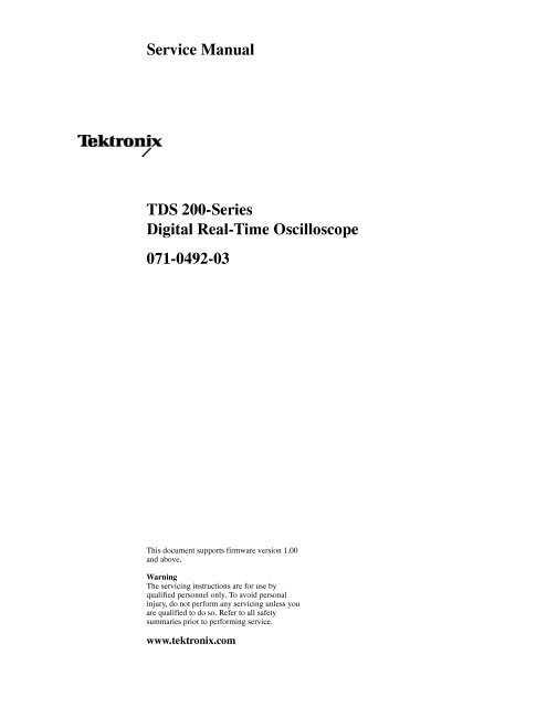 TDS 200-Series Digital Real-Time Oscilloscope Service Manual
