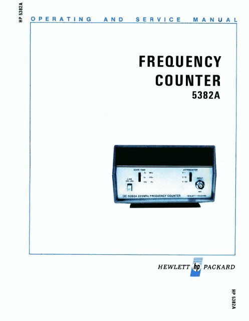 Hewlett Packard Operating & Service Manual for the 5382A Frequency Counter 