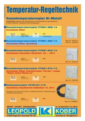 Temperatur-Regeltechnik - Leopold Kober Ges.mbH