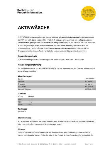 AKTIVWÄSCHE - Koch-Chemie