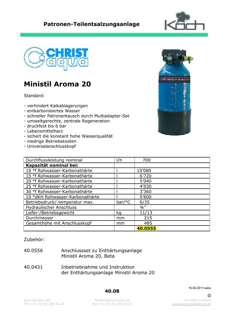 Patronen-Teilentsalzungsanlage - Koch Dulliken AG