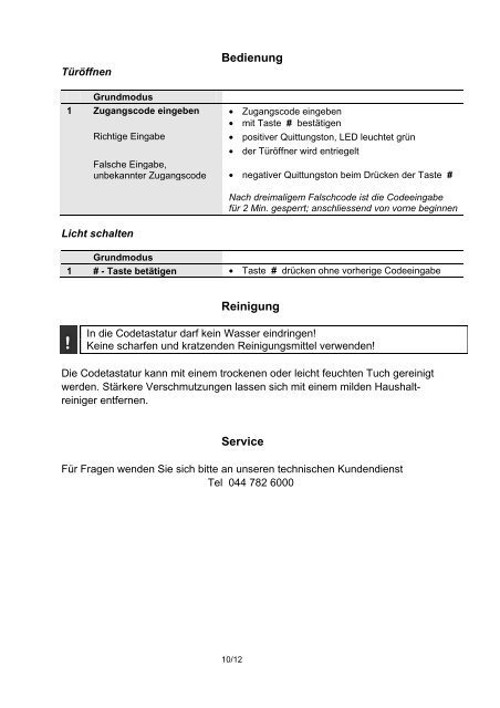 Zutritt/ Produktinformation TÃ¼rcode CODELOCK ... - RenÃ© Koch AG