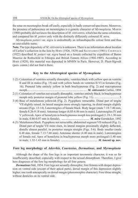 On the Afrotropical species of Myrmoplasta - Acta Entomologica ...