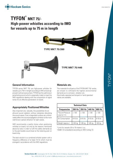 Schiffshörner  FIAMM und Kockum Sonics Tyfon