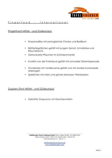 Fingerfood international (PDF) - Köln Locations