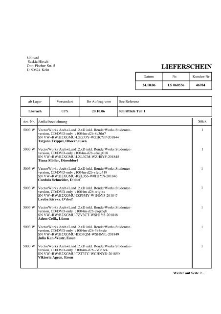 LIEFERSCHEIN - Koelncad.de