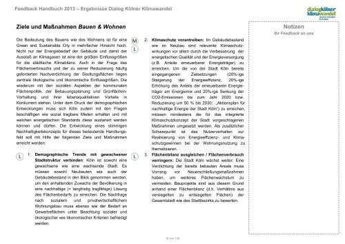 Feedback-Handbuch 2013 - Dialog KÃ¶lner Klimawandel