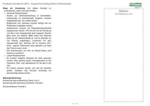 Feedback-Handbuch 2013 - Dialog KÃ¶lner Klimawandel