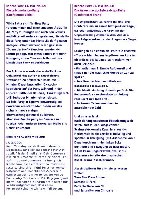 Kuschelnews Juni 2006 - Die KÃ¶lner Kuschelparty