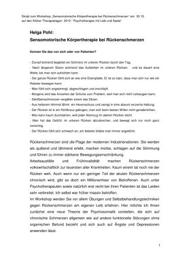 Skript von Helga Pohl (PDF) - KÃ¶lner Therapietage