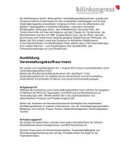 Stellenausschreibung 2012-2013 - KÃ¶lnKongress