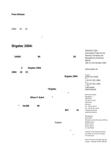 Orgatec 2004 - 德国科隆展览中国有限公司