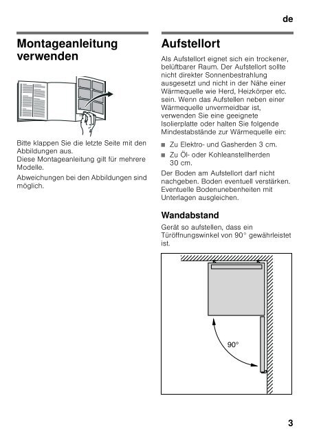 Montageanleitung KOENIC 1-tÃ¼rige KÃ¤ltegerÃ¤te Notice de montage ...