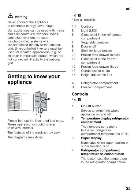 KÃ¼hl-Gefrierkombination Fridge-freezer RÃ©frigÃ©rateur ... - KOENIC