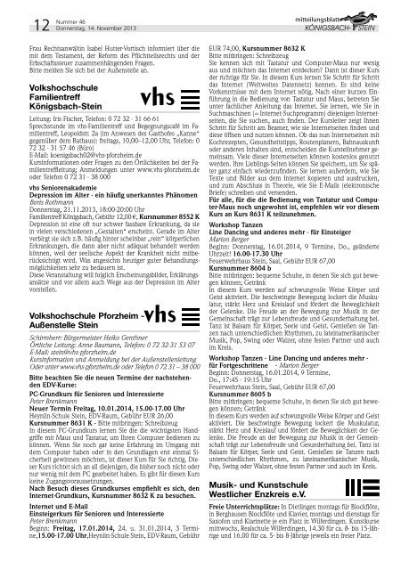 Amtsblatt Ausgabe 46/2013 - Gemeinde Königsbach-Stein