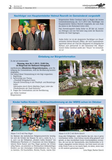 Amtsblatt Ausgabe 47/2013 - Gemeinde KÃ¶nigsbach-Stein