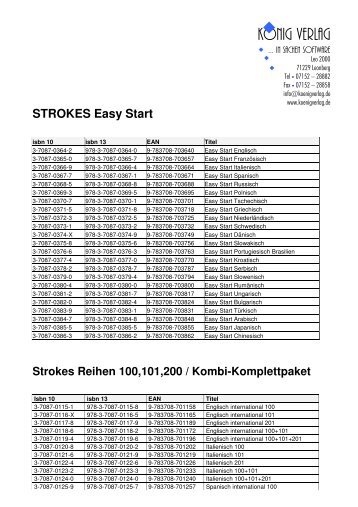 Strokes ISBN Liste komplett - Koenigverlag.de