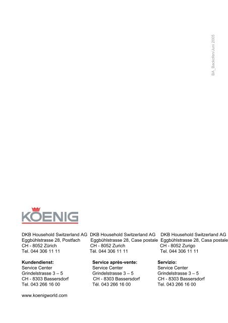 Bedienungsanleitung Mode d'emploi Istruzioni per l'uso - Koenig