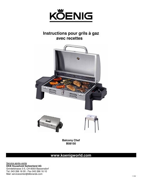 Instructions pour grils Ã  gaz avec recettes - Koenig