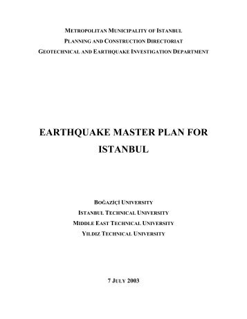Earthquake Master Plan for Istanbul (PDF)