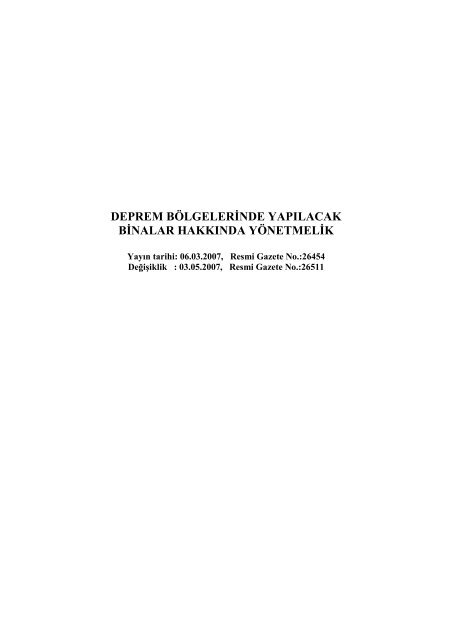 deprem bÃ¶lgelerinde yapÄ±lacak binalar hakkÄ±nda yÃ¶netmelik