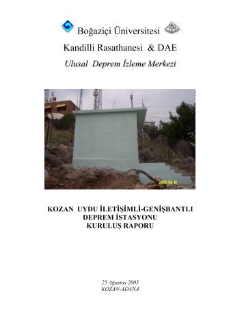 KOZT - Kandilli Rasathanesi ve Deprem AraÅtÄ±rma EnstitÃ¼sÃ¼ ...