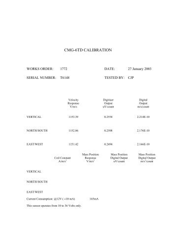 CMG-5T CALIBRATION