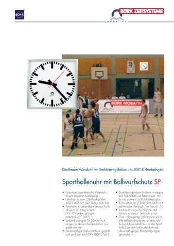 Sporthallenuhr mit Ballwurfschutz