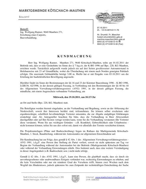 MARKTGEMEINDE KÃTSCHACH-MAUTHEN - in der ...