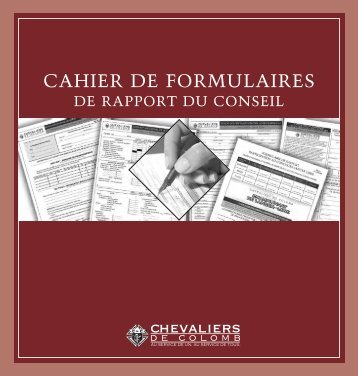 CAHIER DE FORMULAIRES - Knights of Columbus, Supreme Council