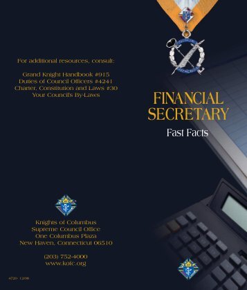 FINANCIAL SECRETARY - Knights of Columbus, Supreme Council